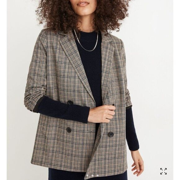 Madewell Caldwell Double-Breasted Blazer in Miltmore Plaid Women's Plus Size 4x - Picture 1 of 10